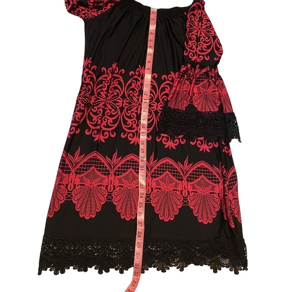 NWT White Mark Black and Fuchsia Lace Trimmed Shift‎ Dress Sz M - Picture 13 of 16